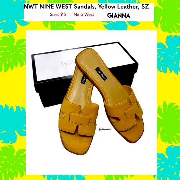Nine West Shoes - 💕 Nine West SPRING GLanna Dark Yellow Leather Sandals Sz 9.5 NIB 🩴👙👗🏖🏝